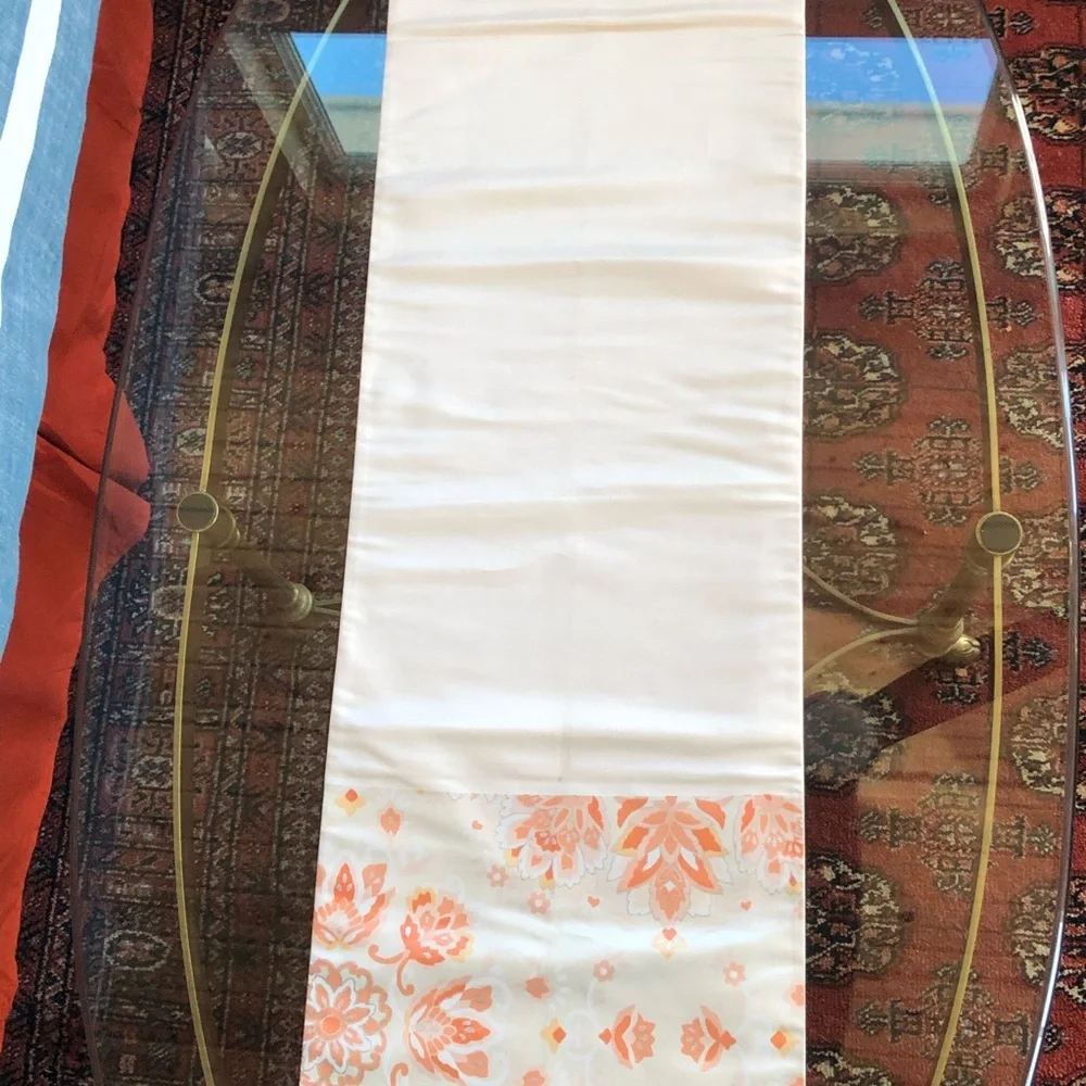 14 FOOT Table Runner 12” Wide Peach Floral‎ Satin